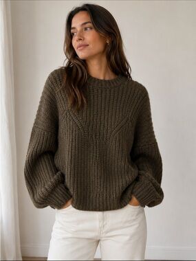Ulla Johnson Kitty Pullover Sweater Alpaca blend Moss Green Size M NWT